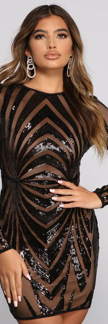 Sequin Beauty Long Sleeve Mini Dress