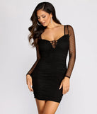 Dot So Mesh Ruched Mini Dress
