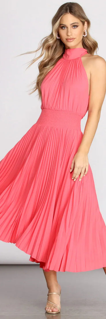 Garden Parties Pleated Midi Dress