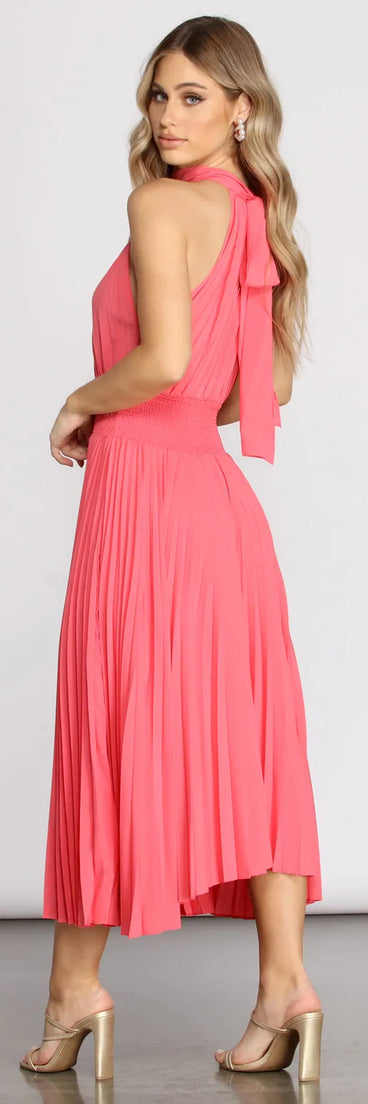 Garden Parties Pleated Midi Dress