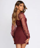 Sheer Organza Puff Sleeve Square Neck Mini Dress