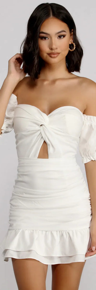 Off Shoulder Ruffle Mini Dress