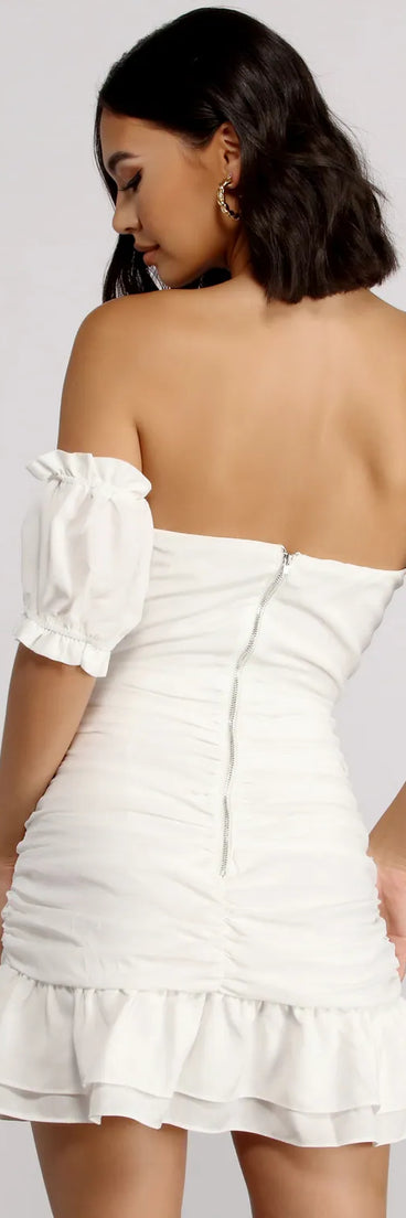 Off Shoulder Ruffle Mini Dress