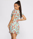 Flower Power Puff Sleeve Mini Dress