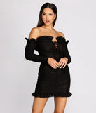 Be Amazed Ruched Off Shoulder Mini Dress