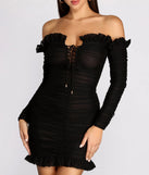 Be Amazed Ruched Off Shoulder Mini Dress