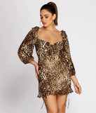 Leopard Love Lace Up Front Mini Dress