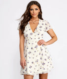 Romantic Blooms Floral Chiffon Wrap Mini Dress