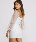 Off The Shoulder Ruched Dotted Mini Dress