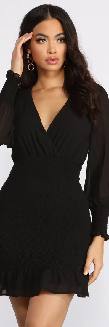 Take On The Night Chiffon Smocked Mini Dress