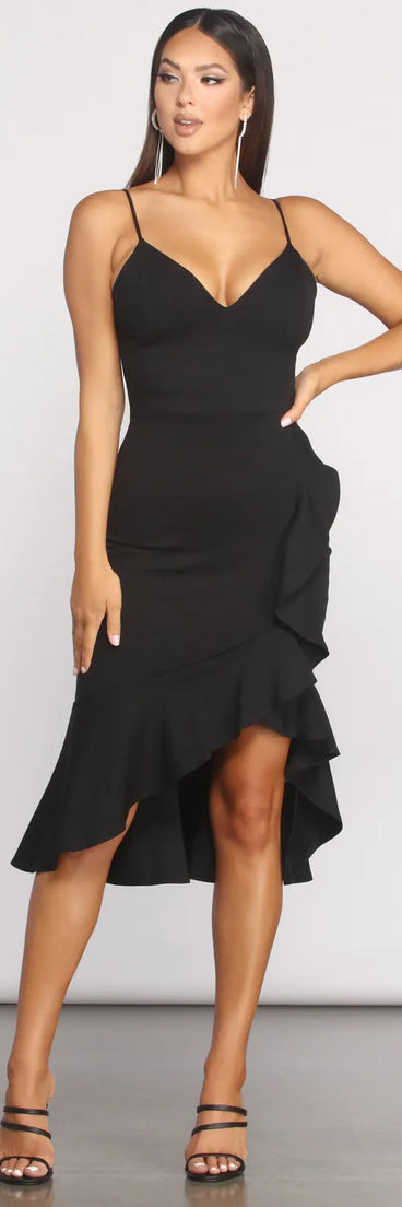 Bring the Flair Crepe Ruffled Dress