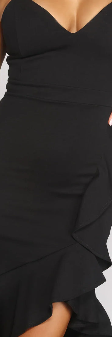 Bring the Flair Crepe Ruffled Dress