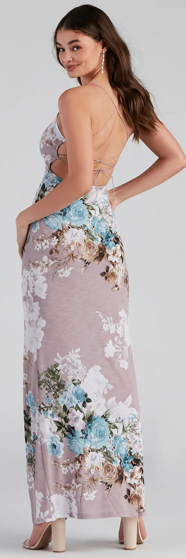 Revamp your 2025 wardrobe with this chic addition, the Blooming Floral Knit Maxi Dress in lavender, perfect for elevating your style in the new year.