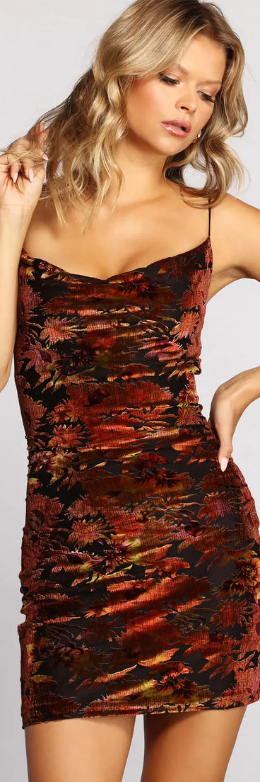 Chic Velvet Burnout Spaghetti Strap Mini Dress