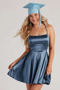 a moment in satin skater dress Windsor A Moment Satin Skater Dress