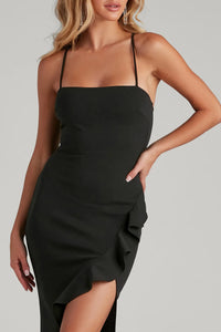 flair ruffle detail midi dress Windsor Add Some Flair Ruffle Detail Midi Dress