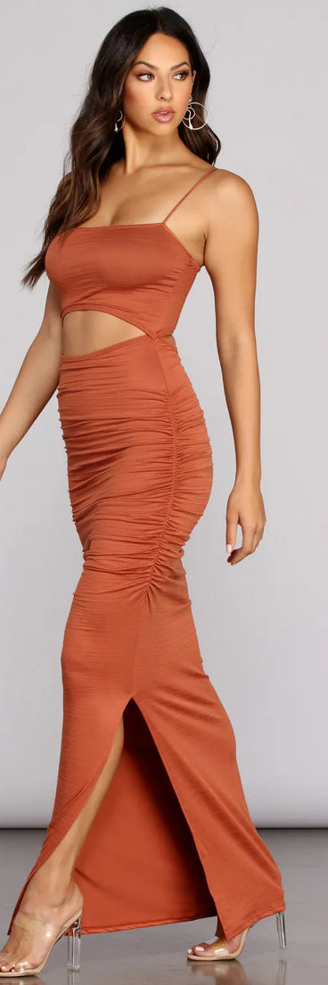 Ruched To The Maxi Knit Dress