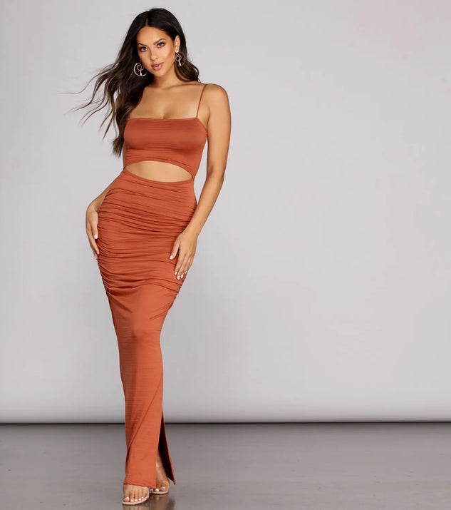 Ruched To The Maxi Knit Dress