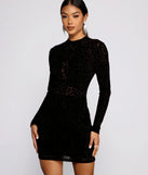 Sultry And Stylish Flocked Mesh Mini Dress