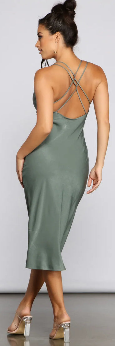 Forever Chic Satin Midi Dress