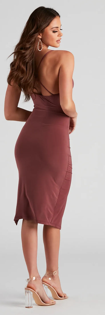 Moment of Glam Cowl Neck Midi Dress