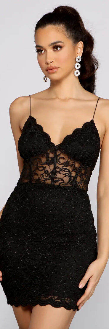 Glitter Queen Lace Mini Dress