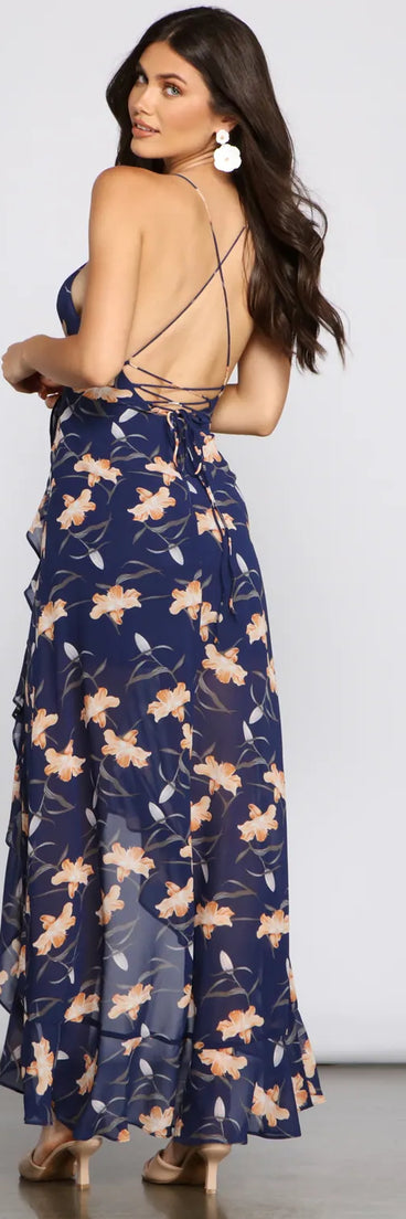 Free-spirited Floral Beauty Sleeveless Maxi Dress