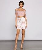 Romantic Floral And Lace Off-The-Shoulder Mini Dress