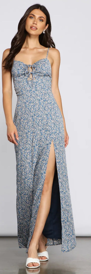 Floral Dreams High-Slit Maxi Dress