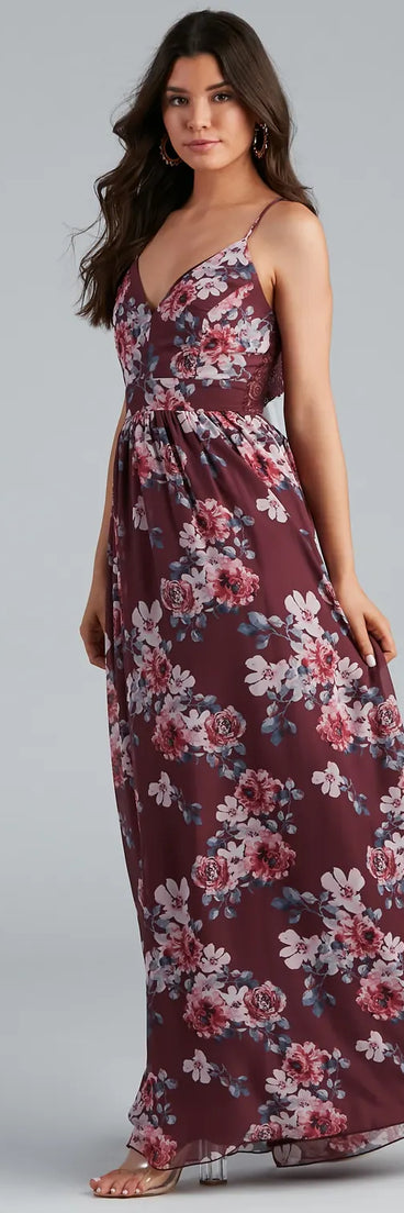 Floral Fantasy Open Back Maxi Dress
