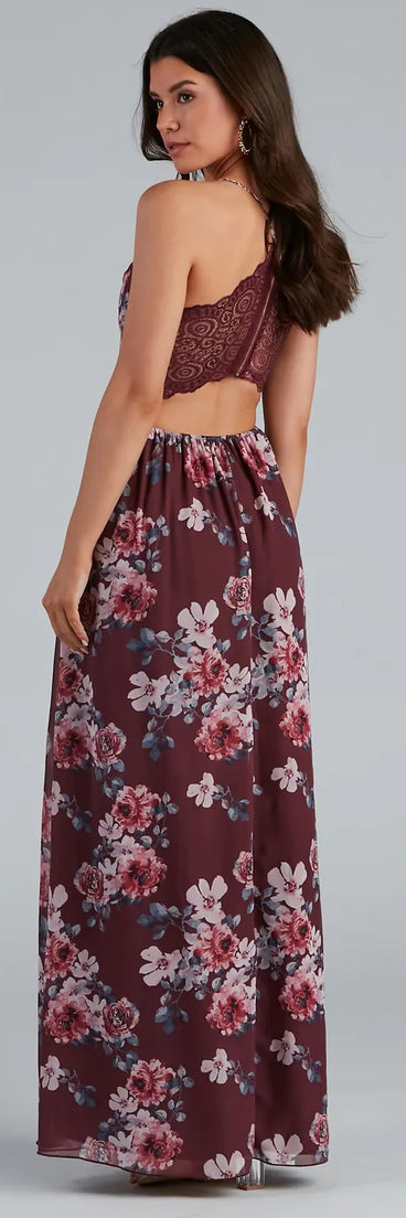 Floral Fantasy Open Back Maxi Dress