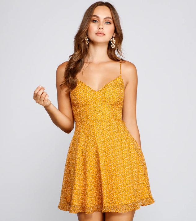 Charming Florals Chiffon Skater Dress