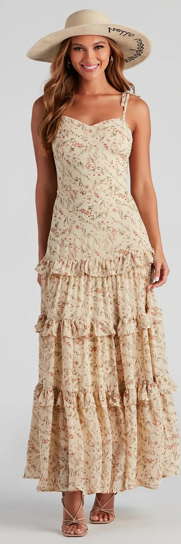 Swept Away Floral Ruffled Maxi Dress