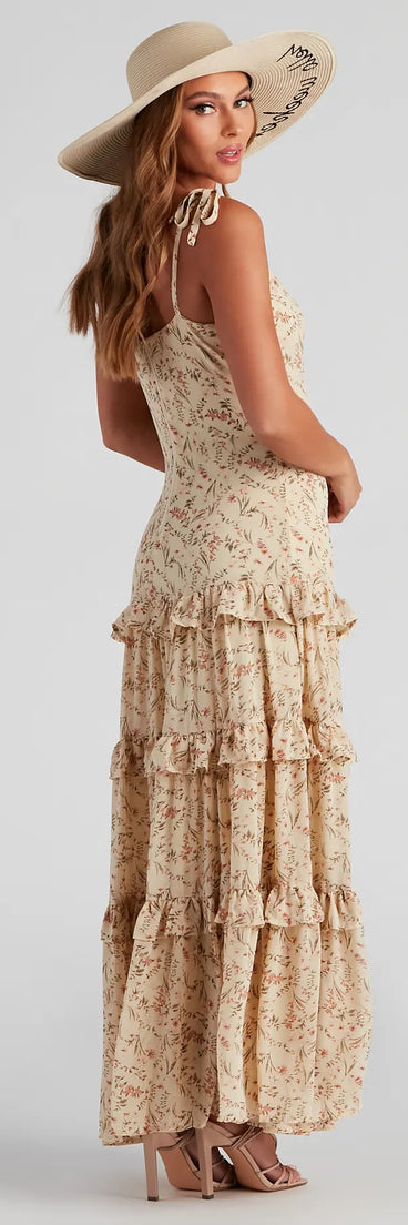 Swept Away Floral Ruffled Maxi Dress