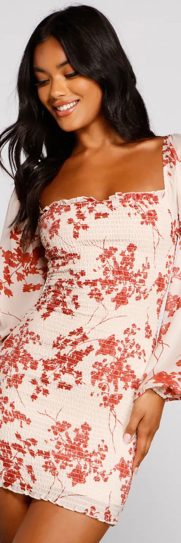Total Sweetheart Smocked Floral Dress