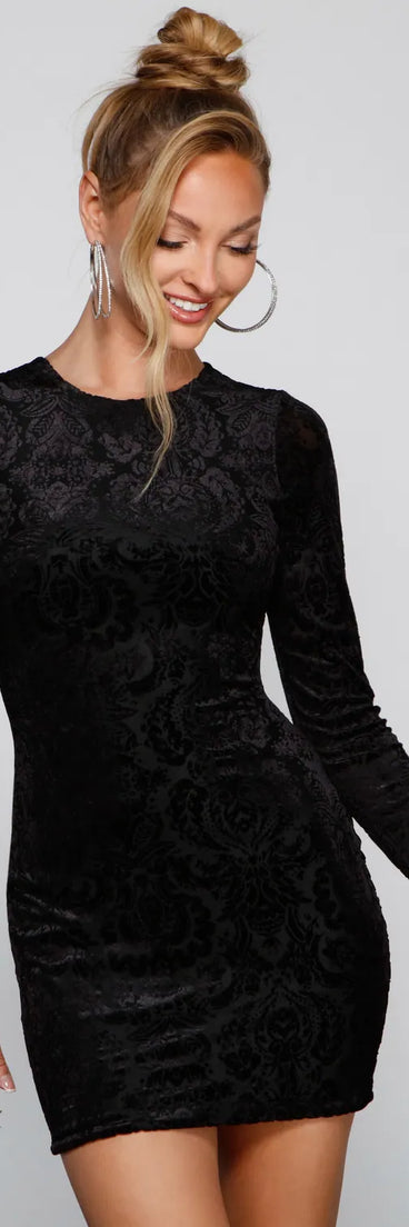 Chic And Elevated Velvet Burnout Mini Dress