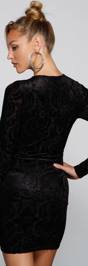 Chic And Elevated Velvet Burnout Mini Dress