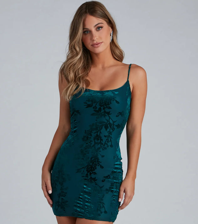 A Velvet Vibe Floral Mini Dress