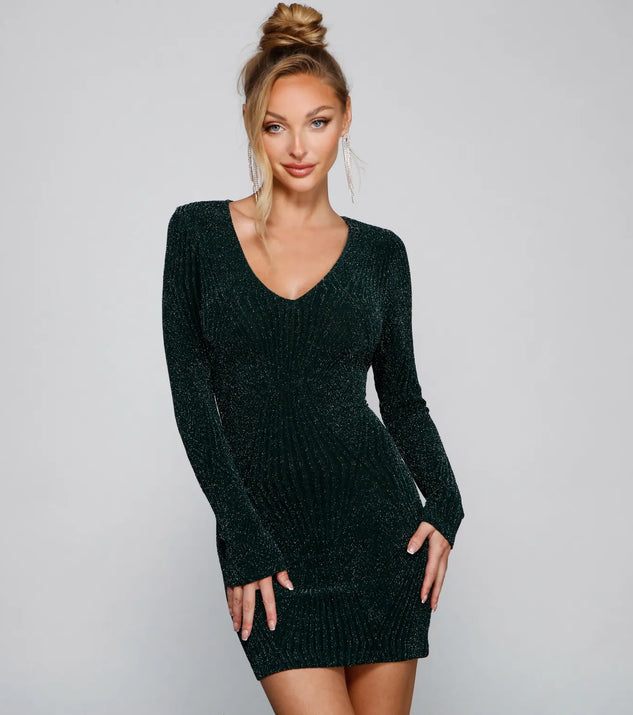 Glitzy Moment Glitter Knit Mini Dress
