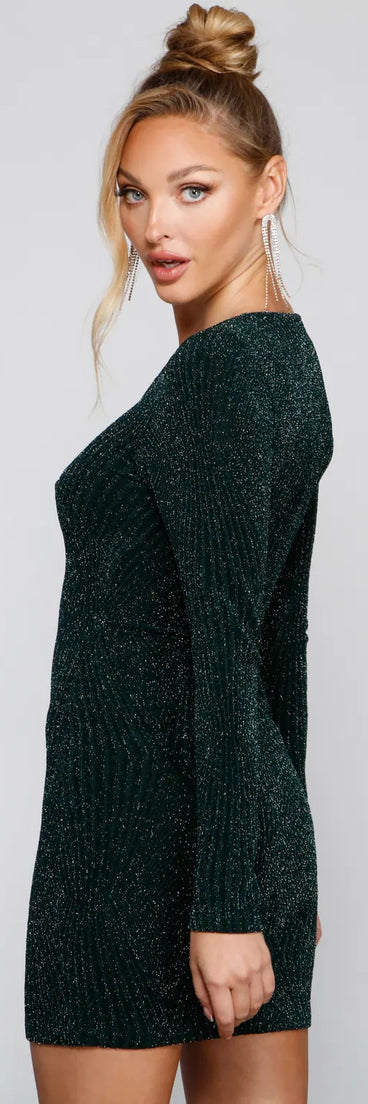 Glitzy Moment Glitter Knit Mini Dress