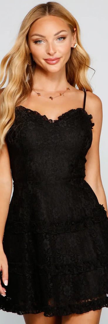 All About That Lace Ruffled Mini Dress