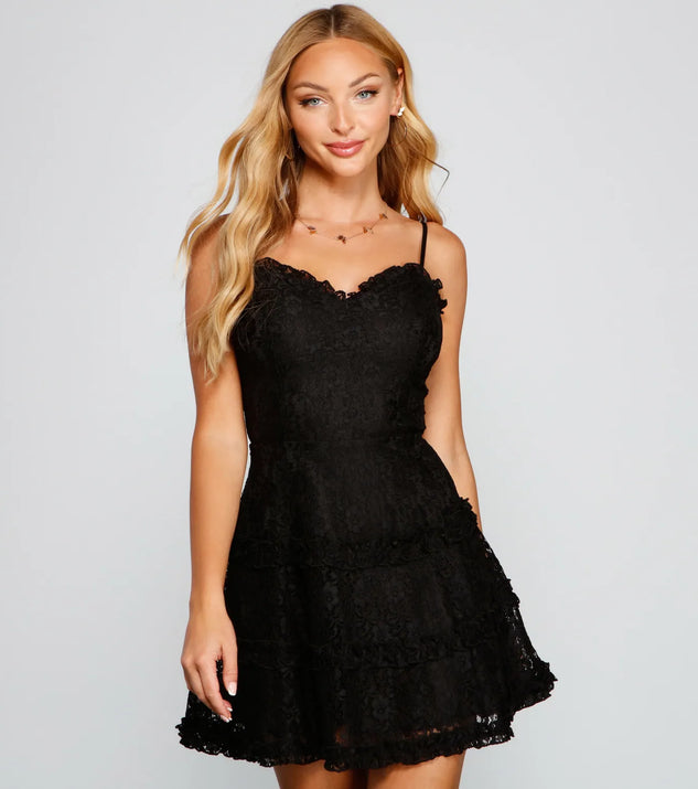 All About That Lace Ruffled Mini Dress