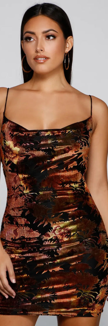 Falling For You Velvet Burnout Mini Dress