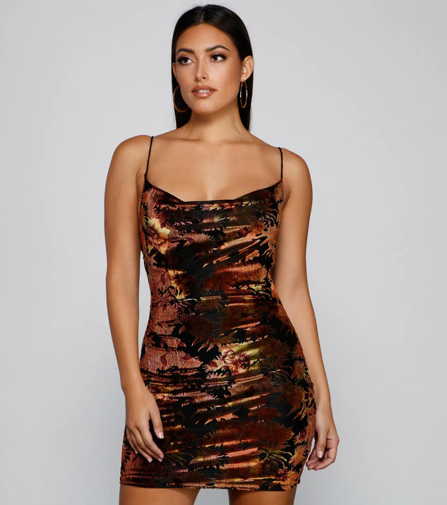 Falling For You Velvet Burnout Mini Dress