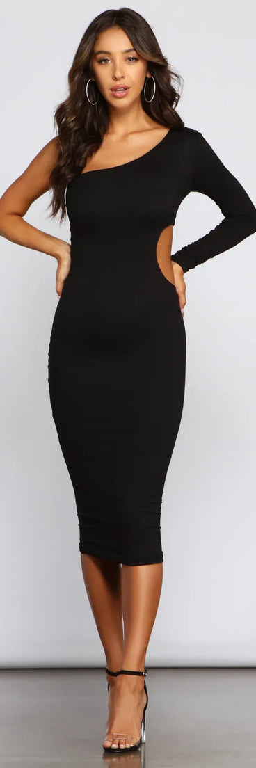 Timeless Chic One Shoulder Midi Dress