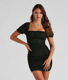 Major Flirt Swiss Dot Ruched Mini Dress