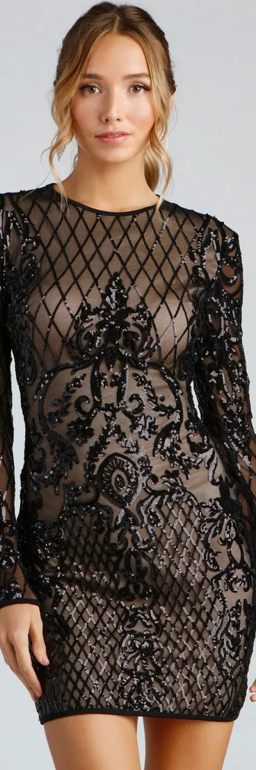 Vintage Glam Sequin Mini Dress