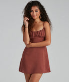 Weekend Vacay Satin Ruched Tie-Back Dress