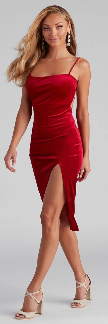 Holiday Luxe Velvet Tie-Back Ruched Dress