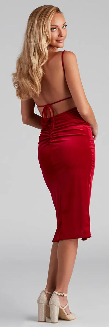 Holiday Luxe Velvet Tie-Back Ruched Dress
